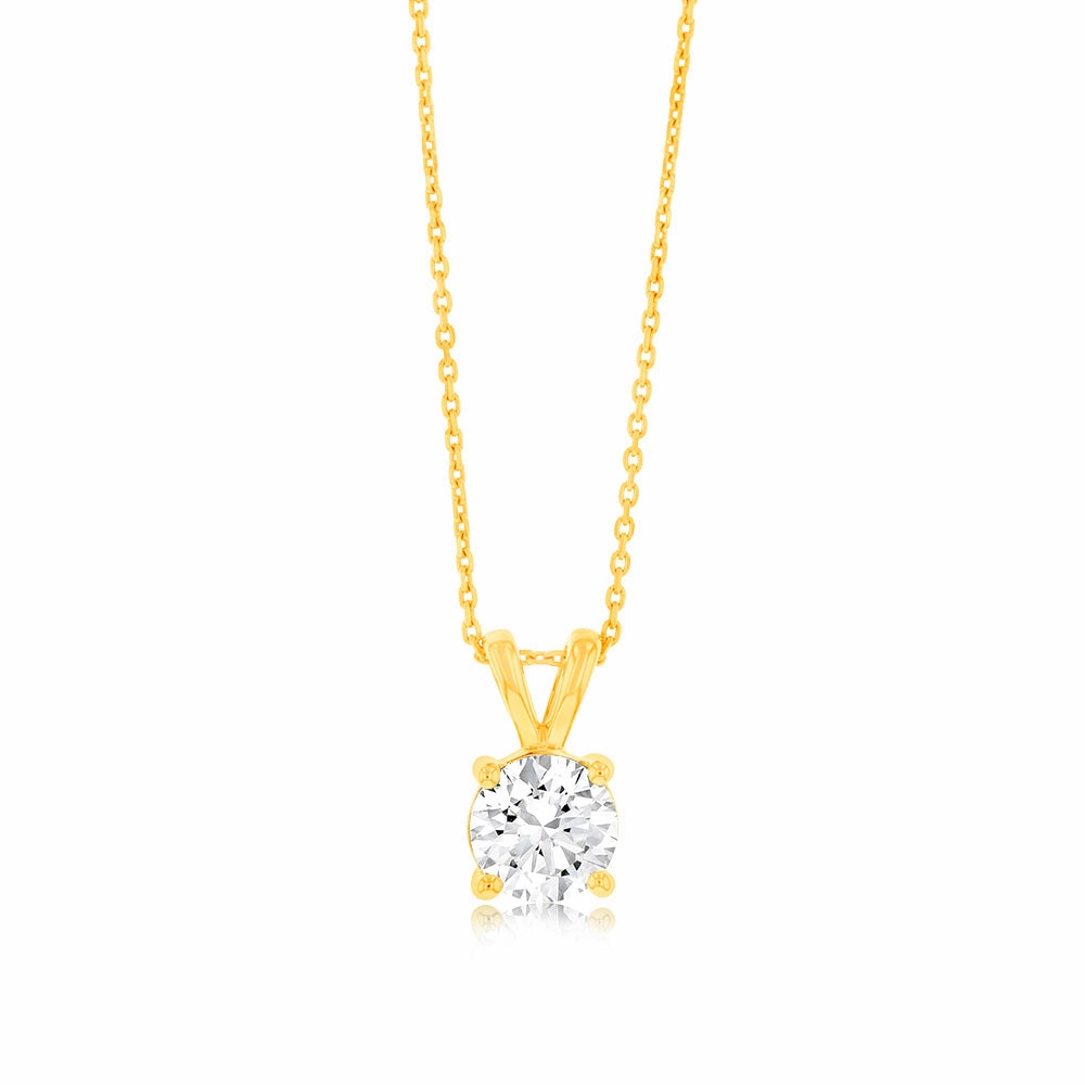 Luminesce Lab Grown Solitaire 1.5Ct Diamond Pendant in 9ct Yellow Gold with Adjustable Chain