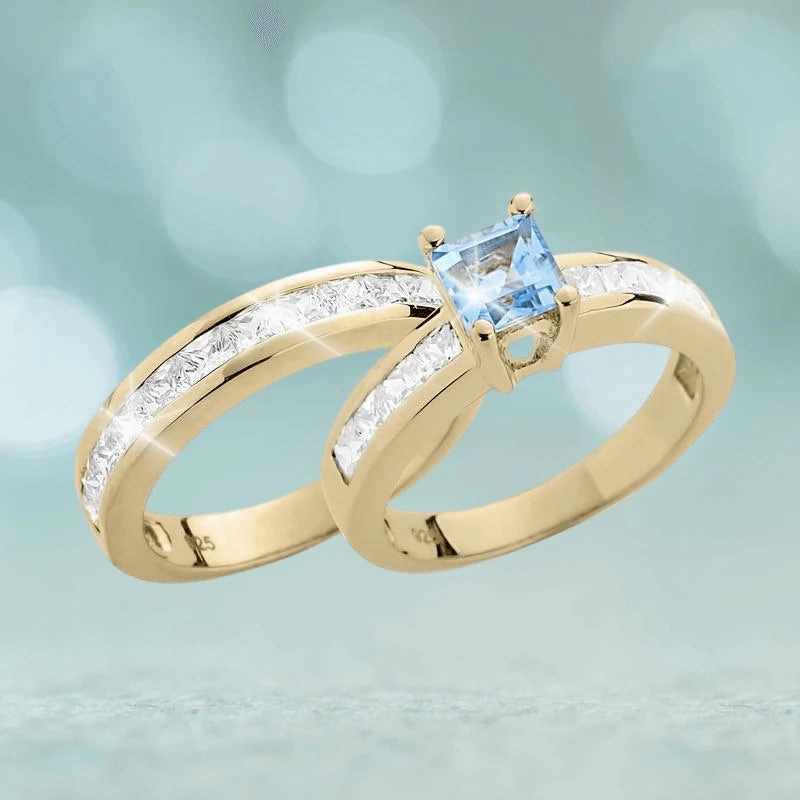 Maria Duo Blue Topaz Bridal Ring