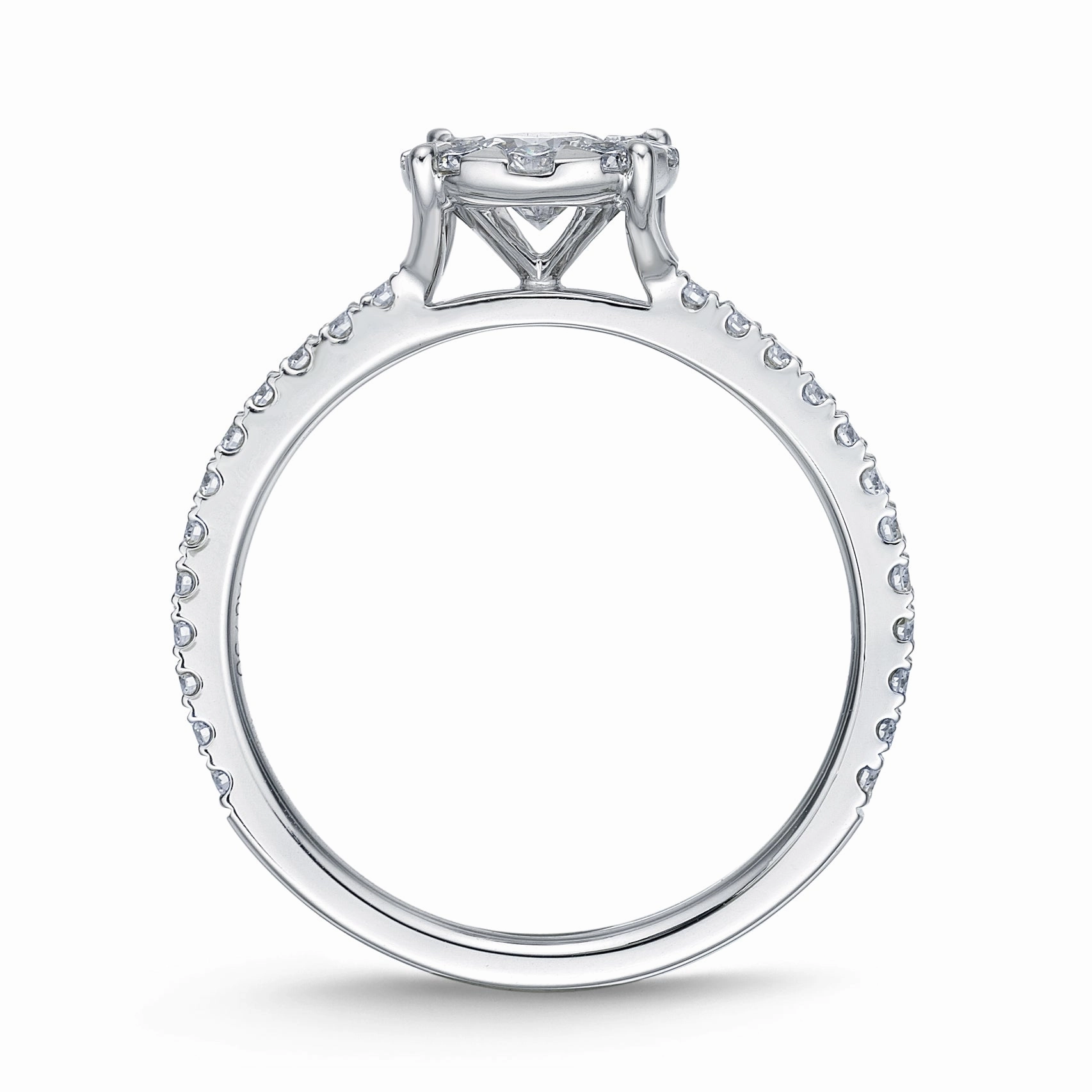 Memoire 18ct White Gold 0.45 Carat Diamond Bouquet Halo Solitaire Ring