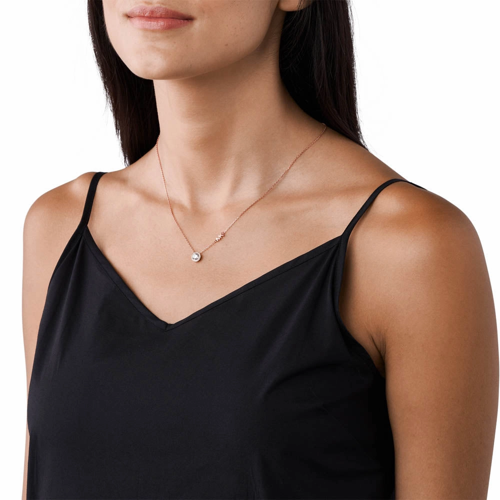Michael Kors 14ct Rose Gold Plated  Sterling Silver Premium Round Pendant With Chain