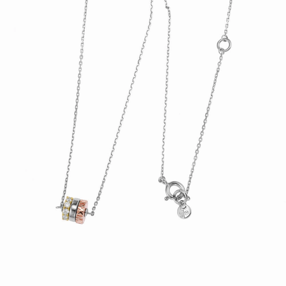 Michael Kors Multi Tone Gold And Rose Gold Plated Sterling Silver Premium Pendant With Chain