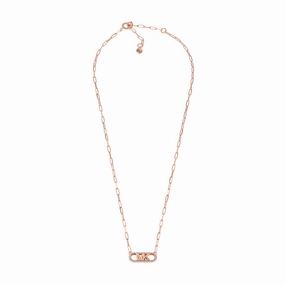 Michael Kors Rose Gold Plated Sterling Silver Premium Pave Empire Link Pendant with Chain