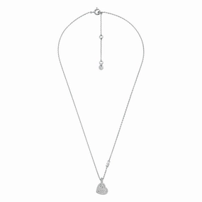 Michael Kors Sterling Silver Pave Heart Pendant On Chain