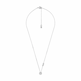 Michael Kors Sterling Silver Premium CZ Round Pendant with Chain