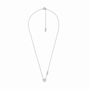 Michael Kors Sterling Silver Premium Heart Pendant On Chain