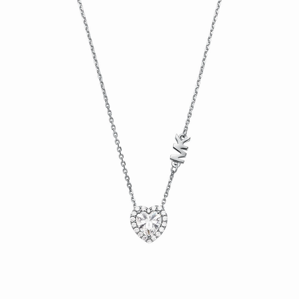 Michael Kors Sterling Silver Premium Heart Pendant On Chain