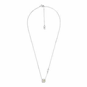 Michael Kors Sterling Silver Premium Pave Cushion Cut Pendant with Chain