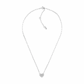 Michael Kors Sterling Silver Premium Pave Heart Pendant with Chain