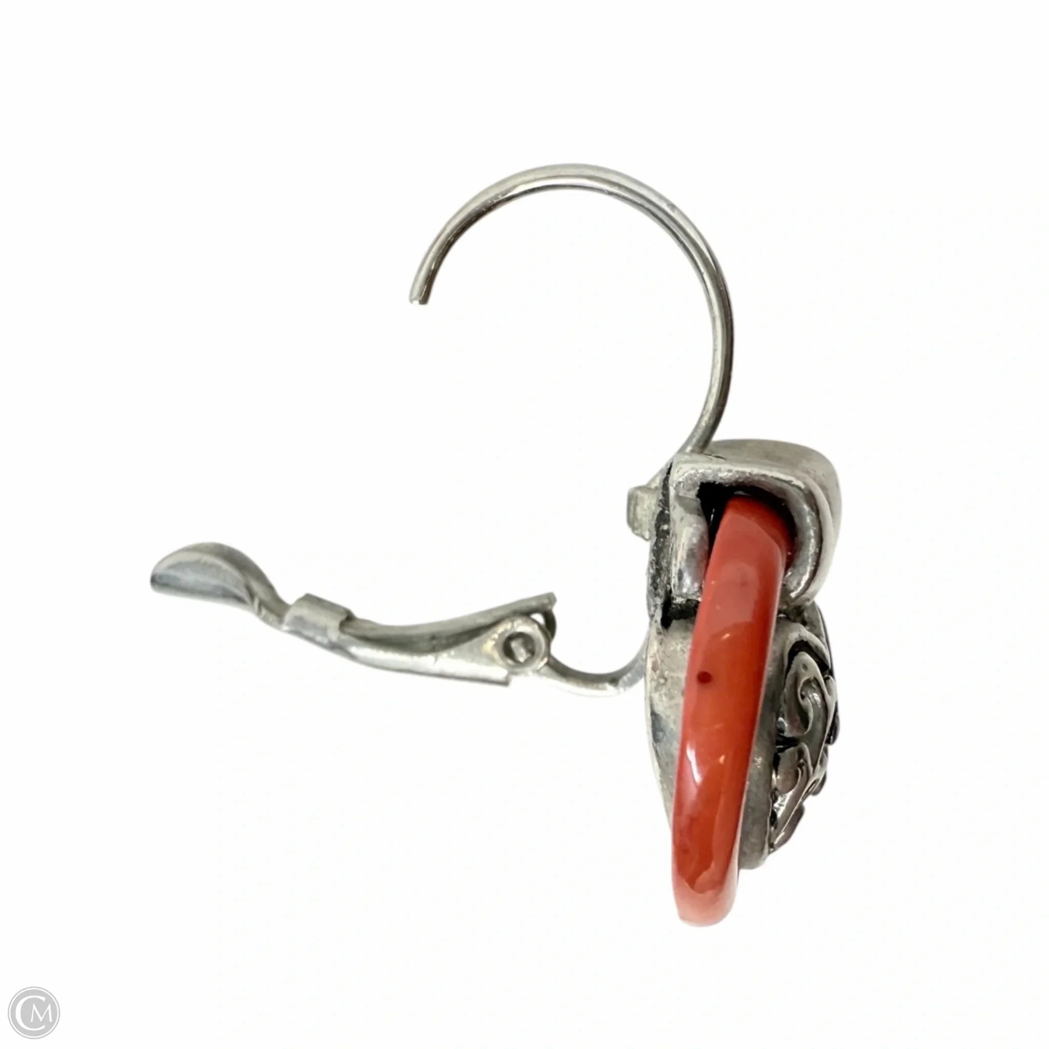 Orange Scroll Open Work Heart Drop Earrings