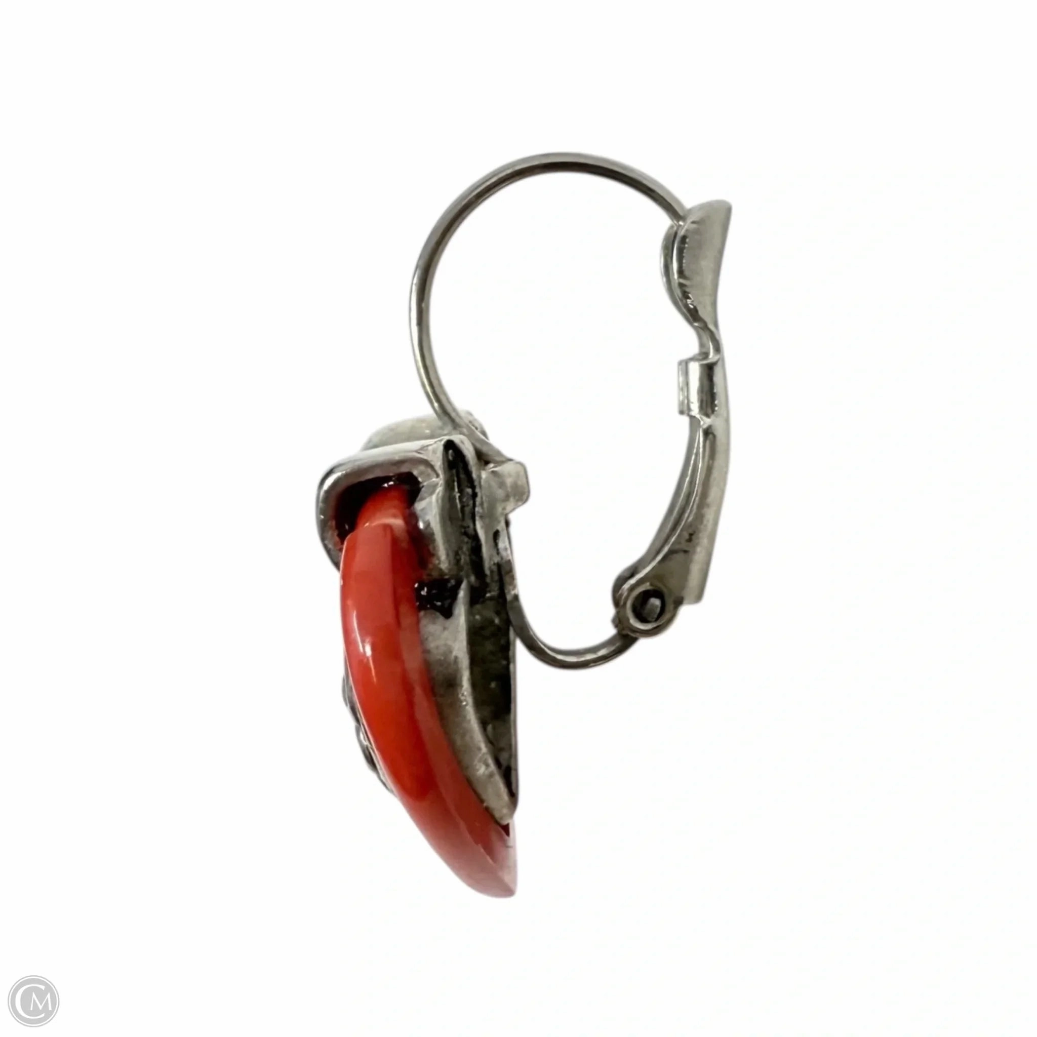 Orange Scroll Open Work Heart Drop Earrings