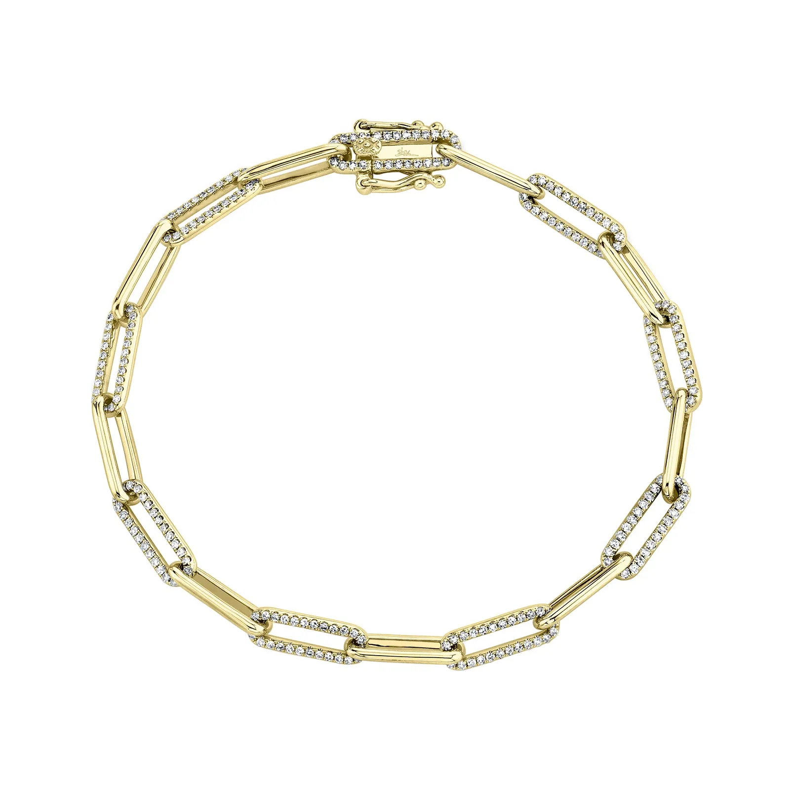 Paper Clip Link Bracelet with Diamonds