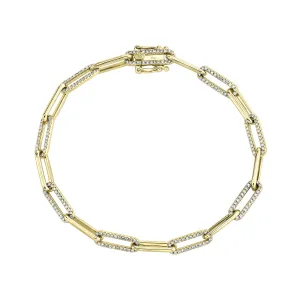 Paper Clip Link Bracelet with Diamonds