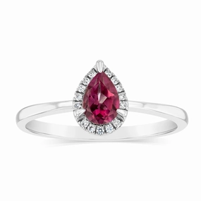 Pink Topaz and Diamond Ring in 9ct White Gold