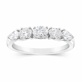 Platinum Mix Oval & Pear Cut Diamonds in 3/4 Carat Natural Diamonds