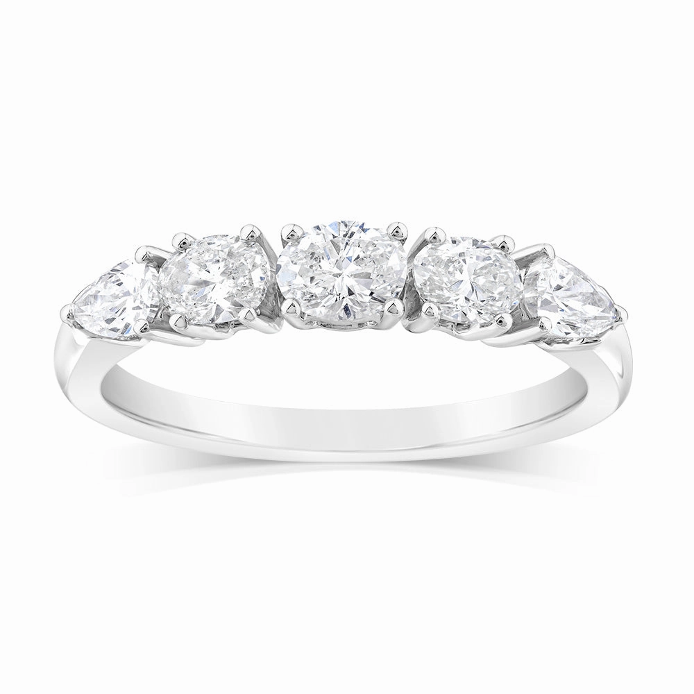 Platinum Mix Oval & Pear Cut Diamonds in 3/4 Carat Natural Diamonds
