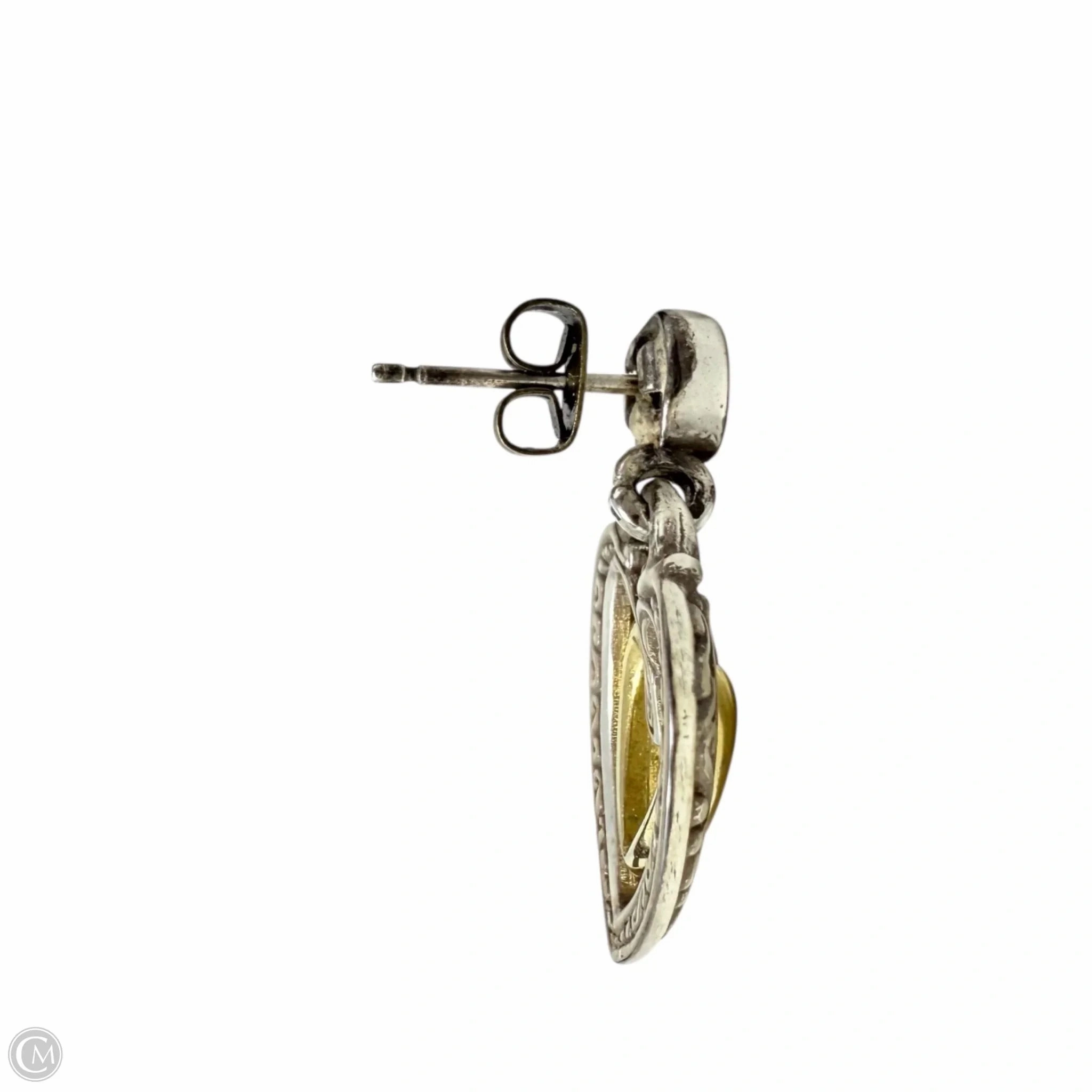 Retired Ellington Two-Tone Heart Dangle Post Earrings By Brighton