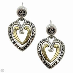 Retired Ellington Two-Tone Heart Dangle Post Earrings By Brighton