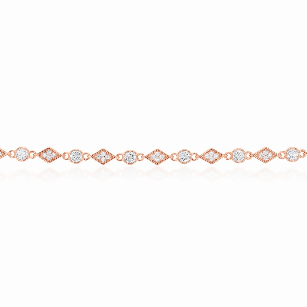 Rose Gold Plated Cubic Zirconia Fancy Choker Chain