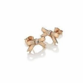 Rose Gold Plated Silver Ribbon Stud Earrings