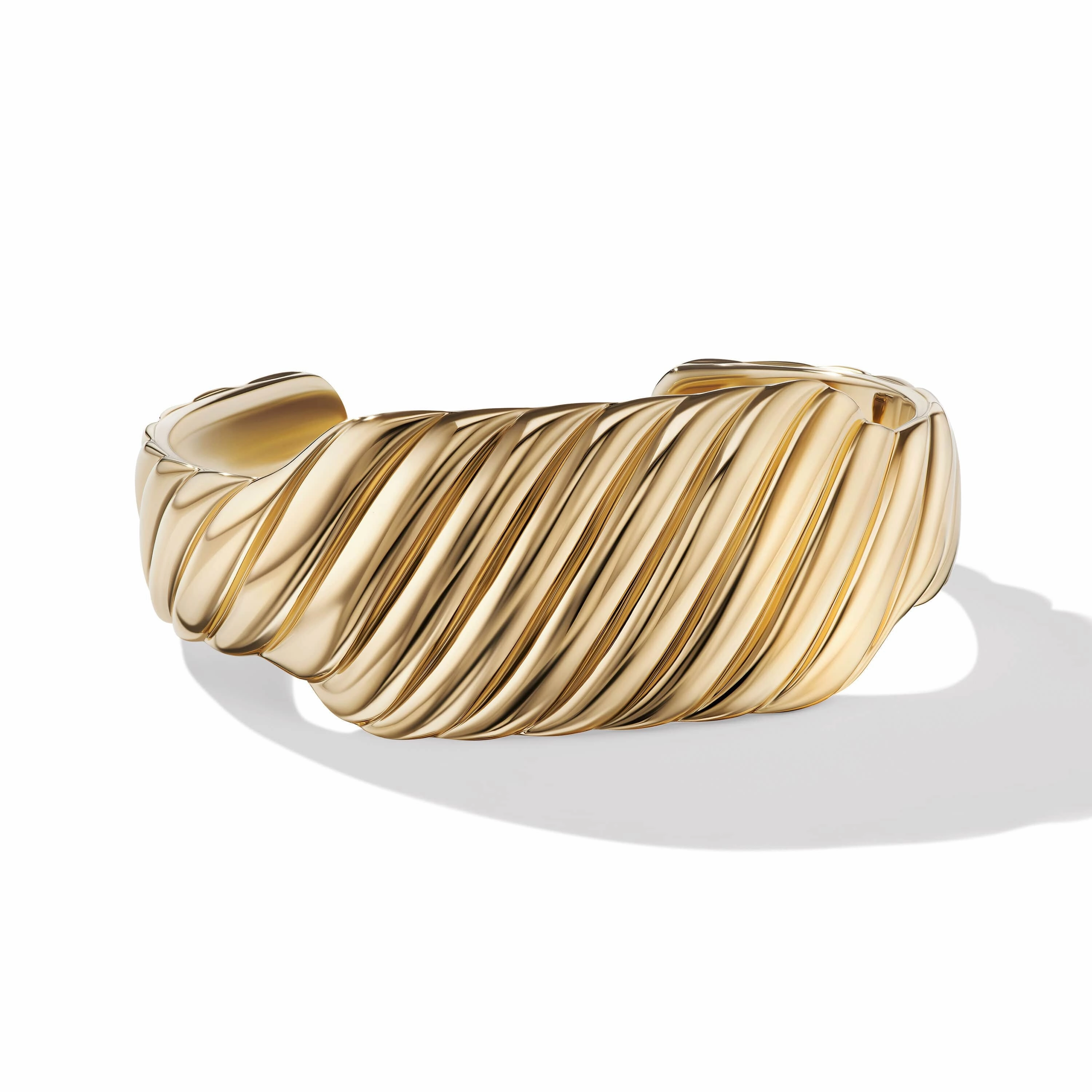 Sculpted Cable Contour Cuff Bracelet in 18K Yellow Gold