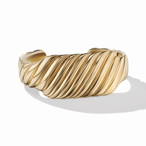 Sculpted Cable Contour Cuff Bracelet in 18K Yellow Gold