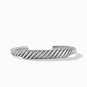 Sculpted Cable Contour Cuff Bracelet in Sterling Silver