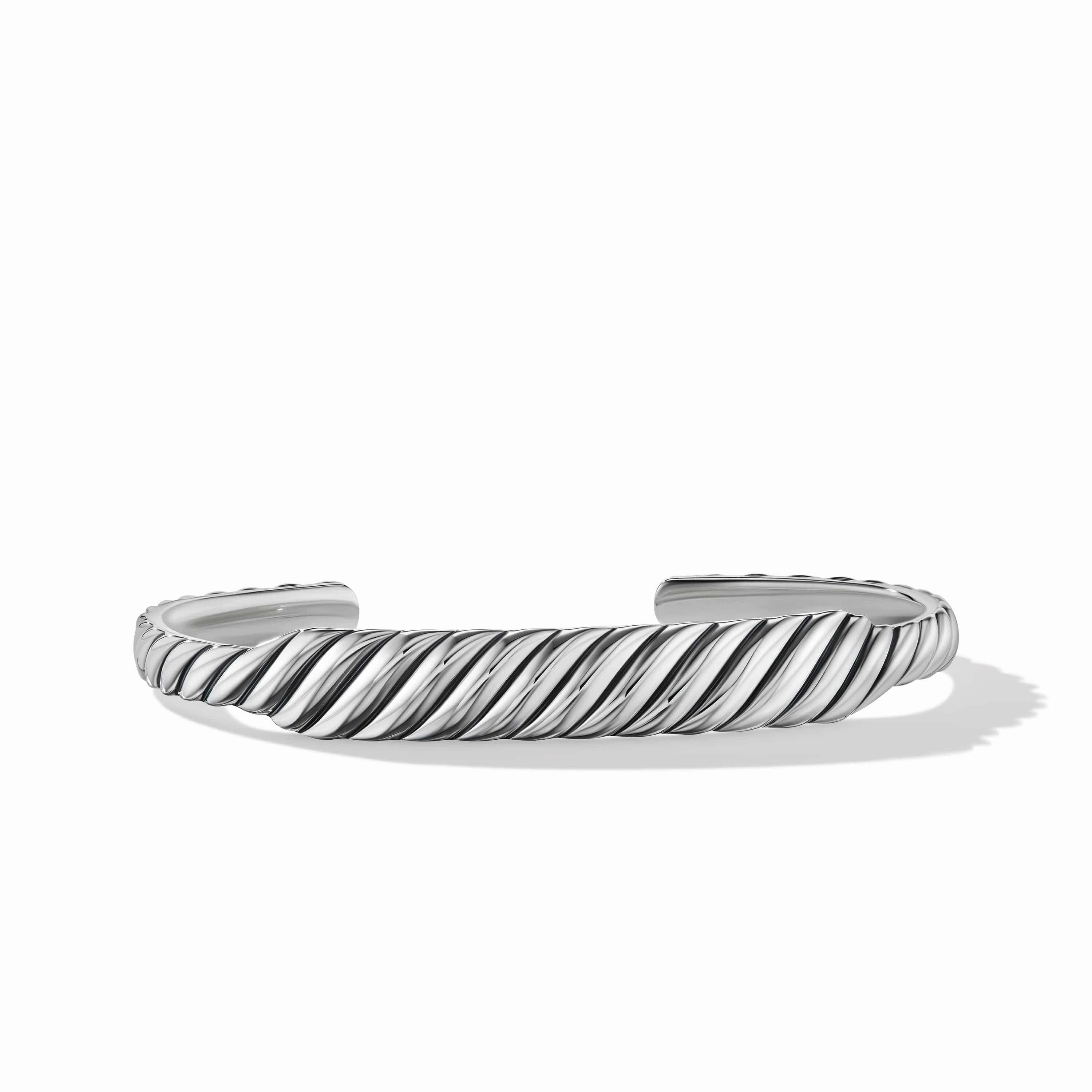 Sculpted Cable Contour Cuff Bracelet in Sterling Silver