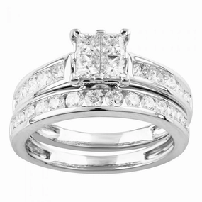 SEAMLESS LOVE  9ct White Gold Bridal Set Ring with 1.20 Carat of Diamonds