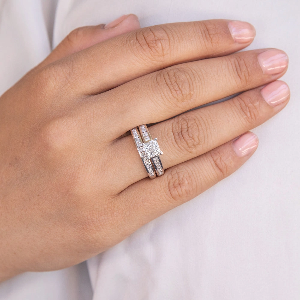 SEAMLESS LOVE  9ct White Gold Bridal Set Ring with 1.20 Carat of Diamonds