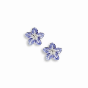 Silver & Enamel Purple Forget-Me-Not Stud Earrings