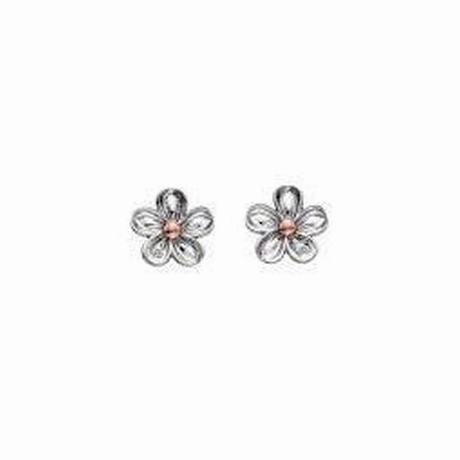 Silver & Rose Gold Plated Forget-Me-Not Stud Earrings