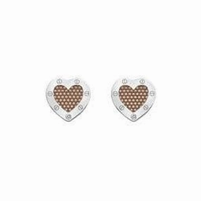 Silver & Rose Gold Plated Lock In Love Stud Earrings