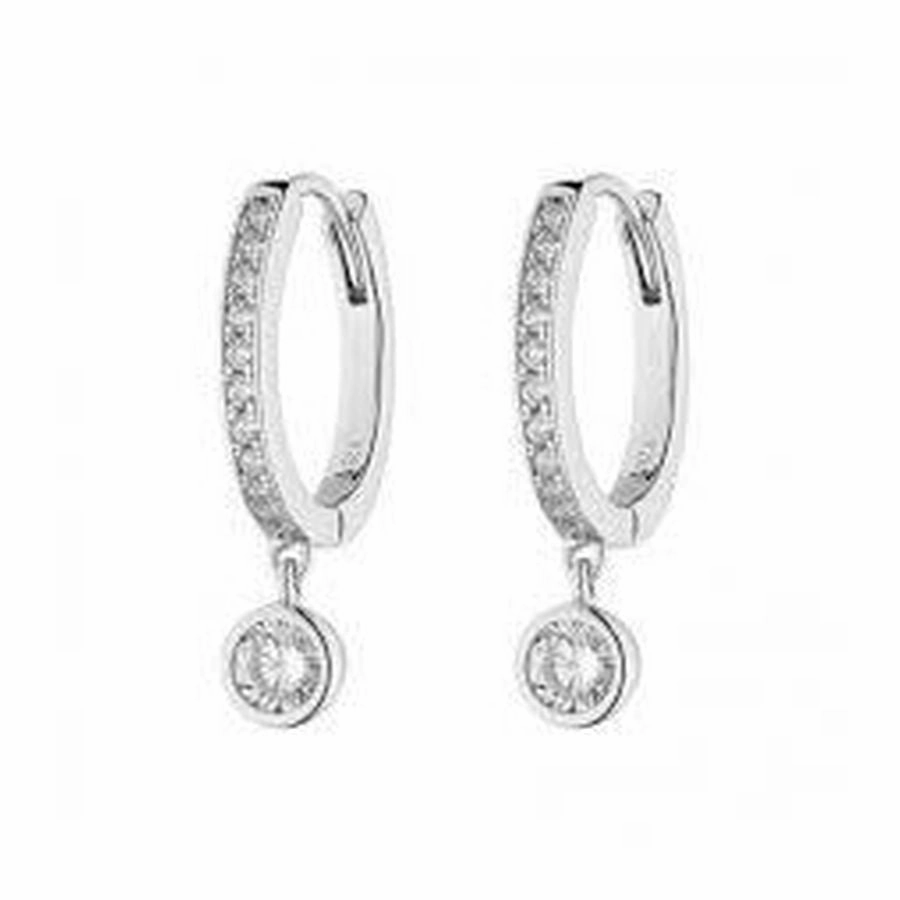 Silver Cz Hoop And Drp