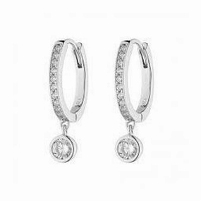 Silver Cz Hoop And Drp