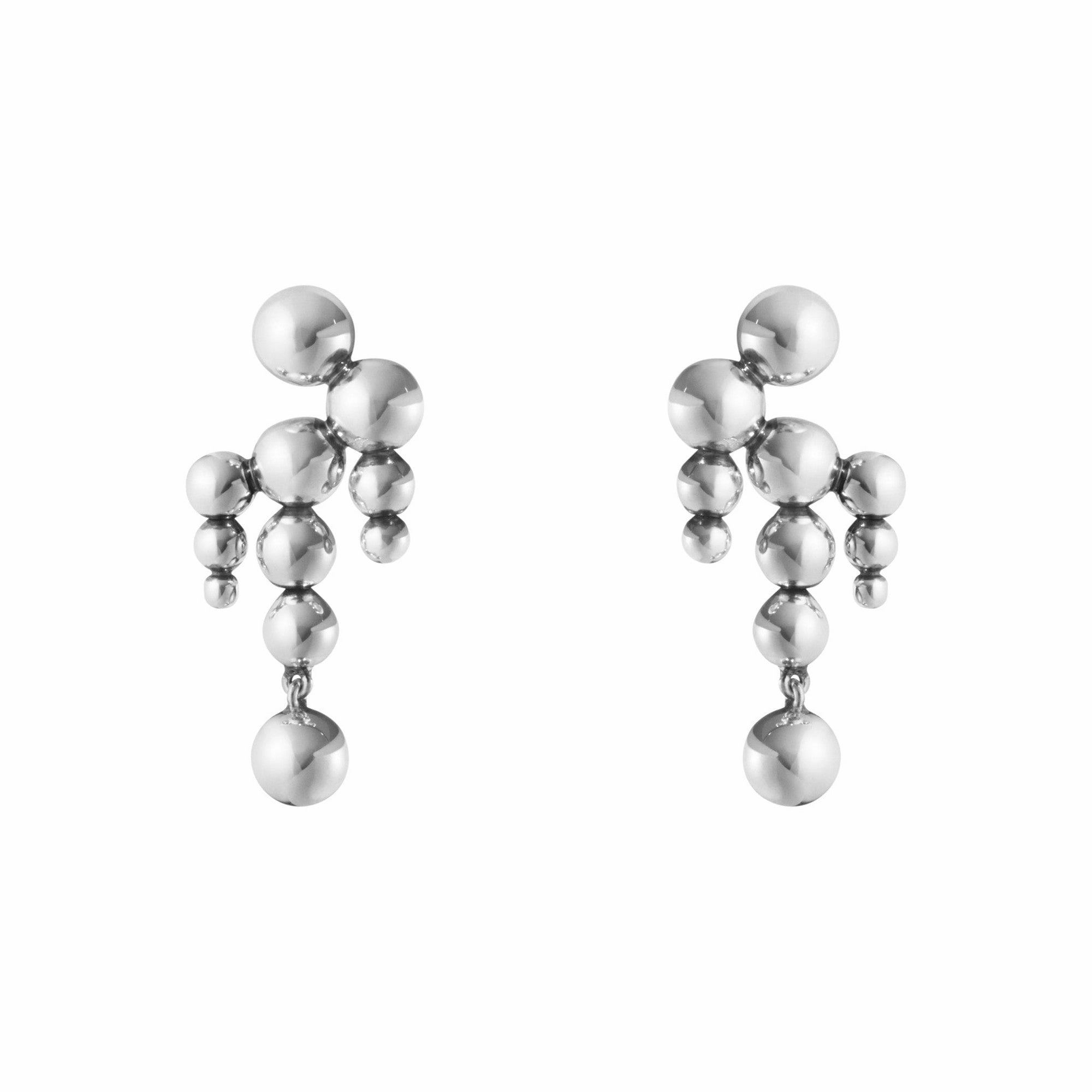 Silver Grapes Chandelier Earrings