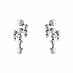 Silver Grapes Chandelier Earrings