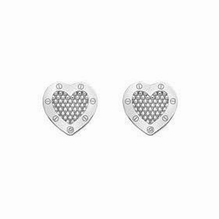 Silver Lock In Love Stud Earrings