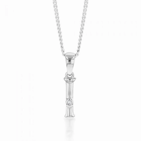 Silver Pendant Initial I set with Diamond