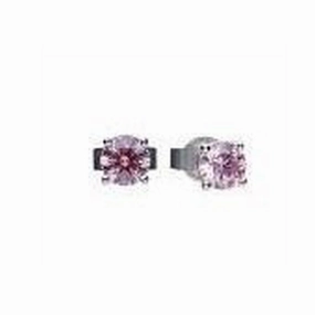 Silver Pink Cz Studs