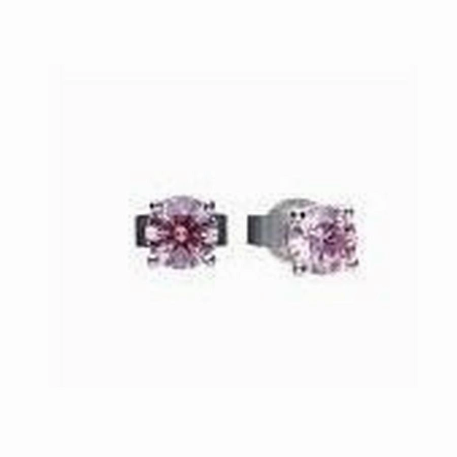 Silver Pink Cz Studs