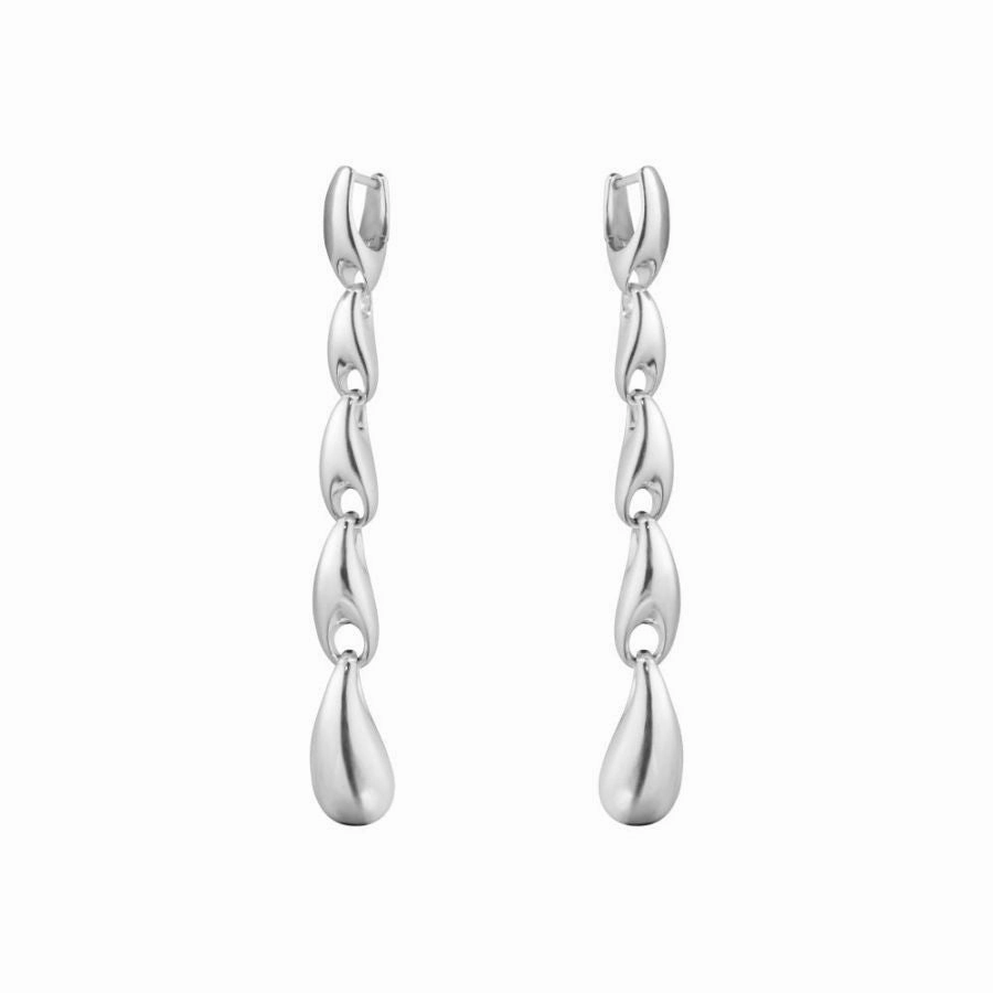 Silver Reflect Long Drop Earrings