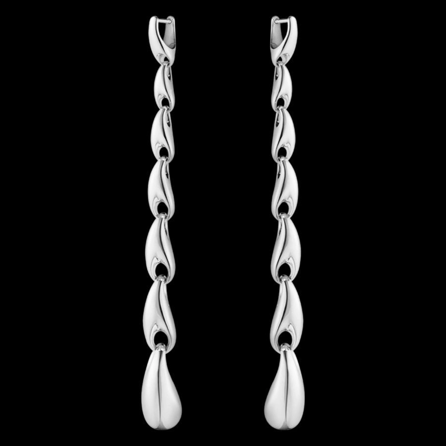 Silver Reflect Long Drop Earrings