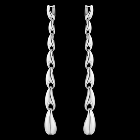 Silver Reflect Long Drop Earrings