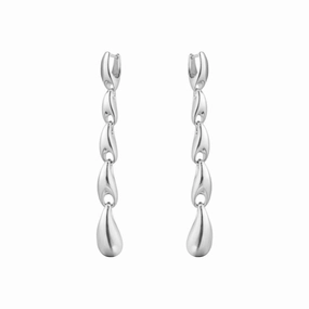 Silver Reflect Long Drop Earrings