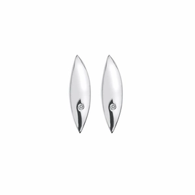 Silver Single Leaf Stud Earrings