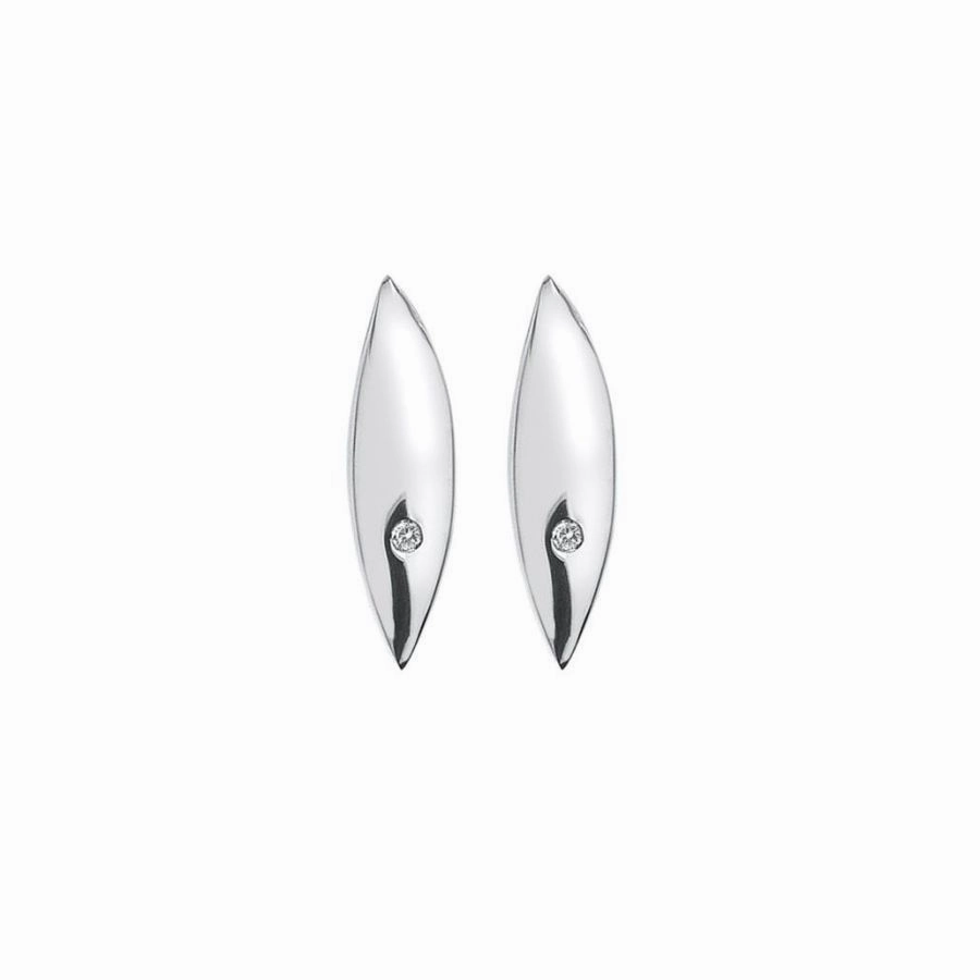 Silver Single Leaf Stud Earrings