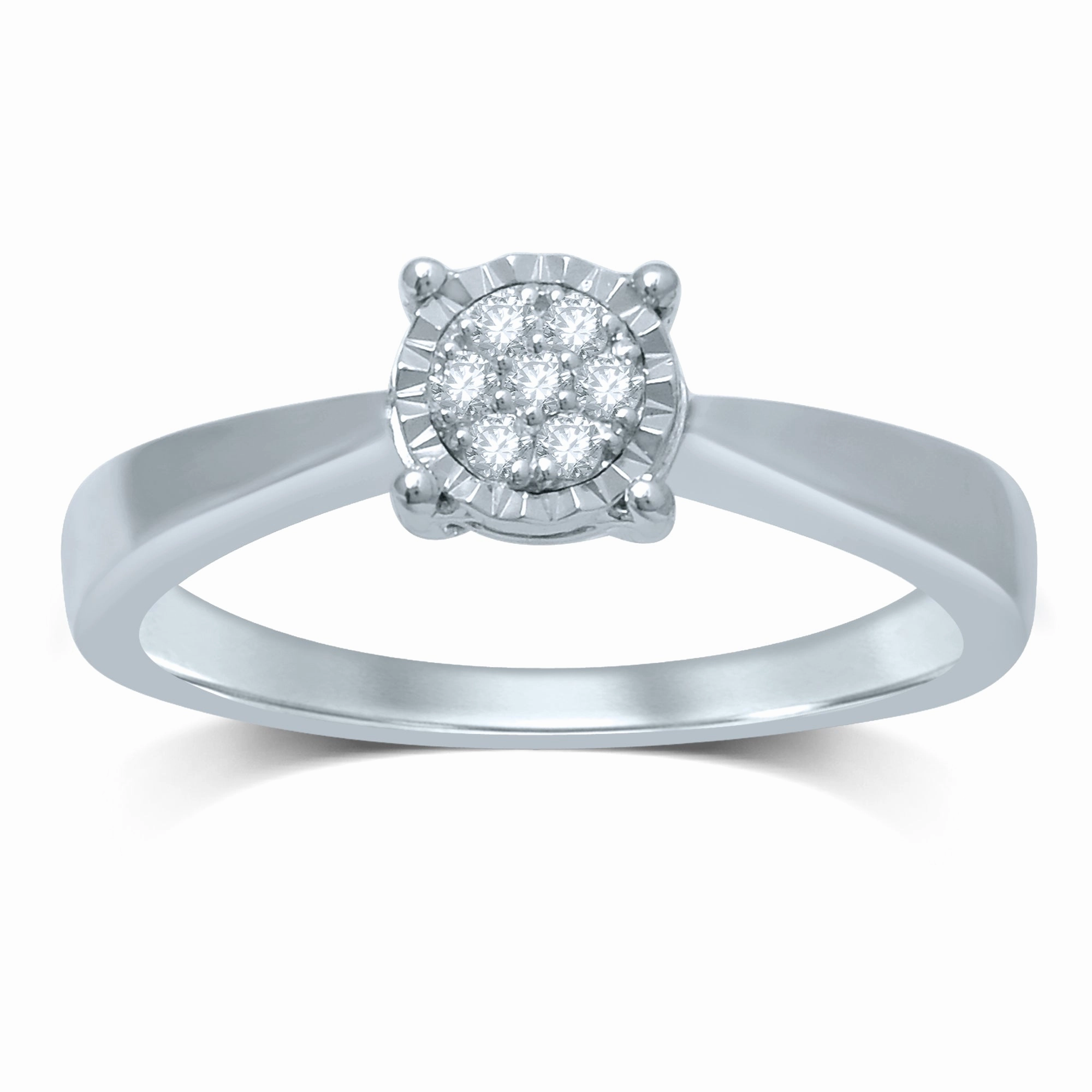 Silver with 7 Diamond Ring