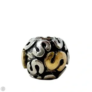 Sterling Silver & 14K Gold Alphabet  Letter S Bracelet Charm By Pandora