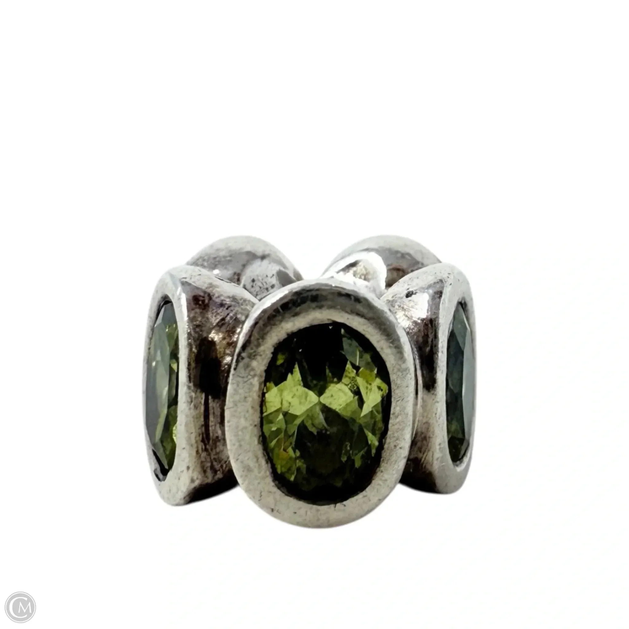 Sterling Silver & Green CZ Oval Lights Bracelet Charm By Pandora