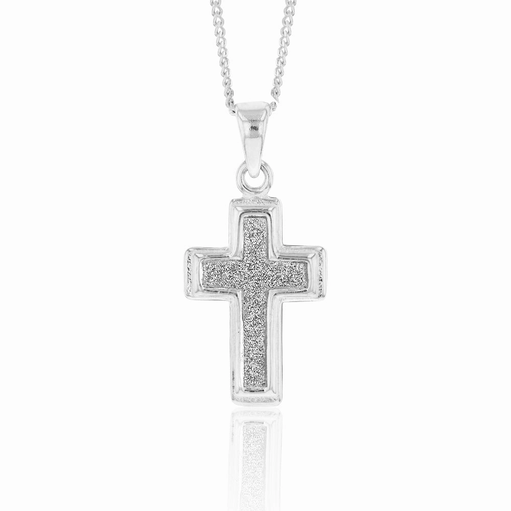 Sterling Silver 20mm Stardust Cross Pendant